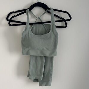 Strappy Back Legging Set in Green